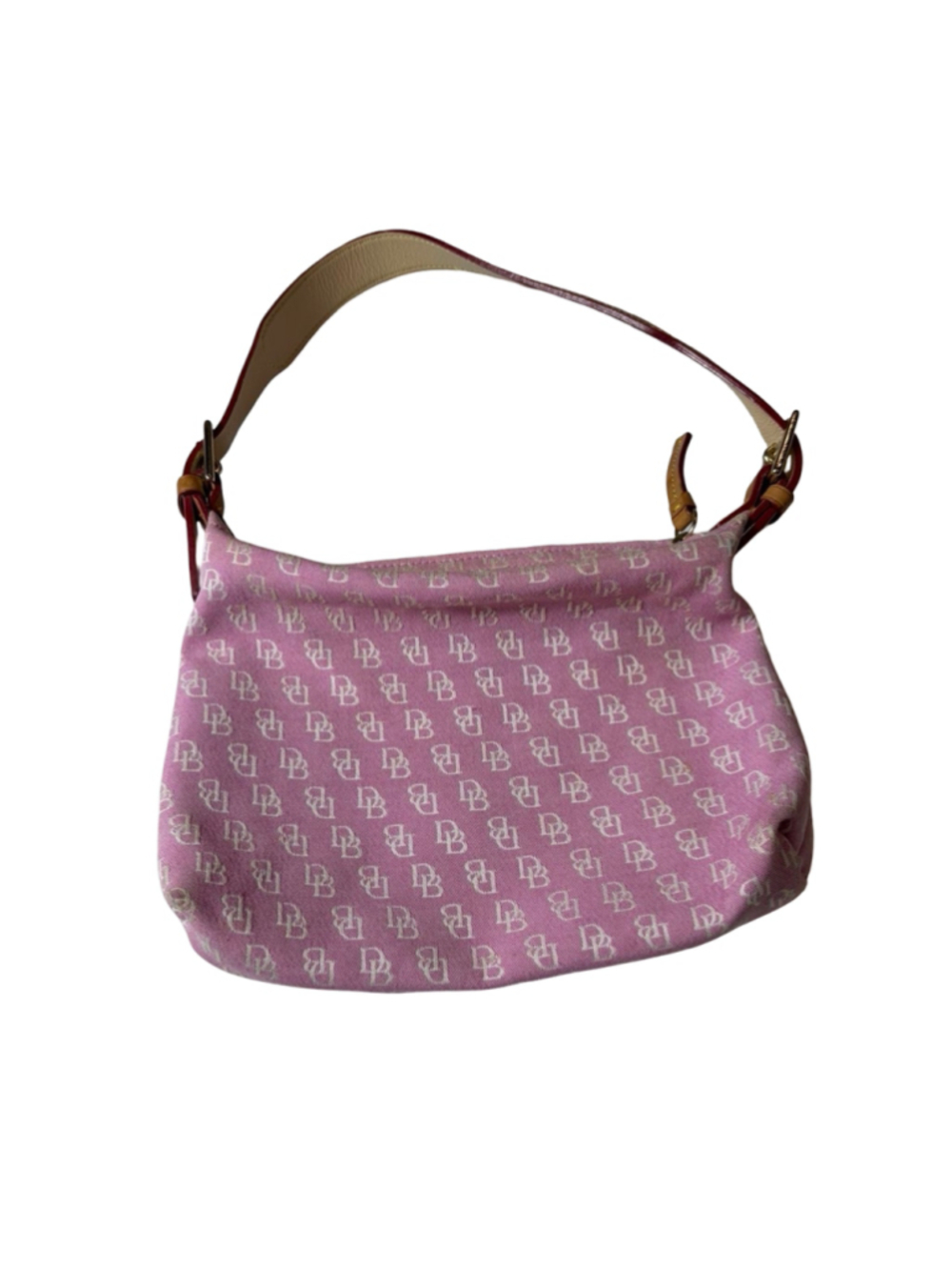 Vintage Dooney & Bourke Pink Monogram Hobo Shoulder Bag Y2K Logo flaw